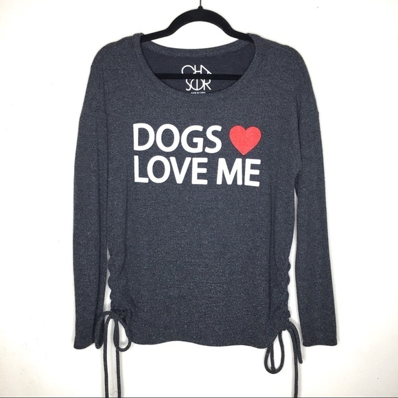 Chaser Dogs Love Me Gray Pullover Sweatshirt - Picture 4 of 10